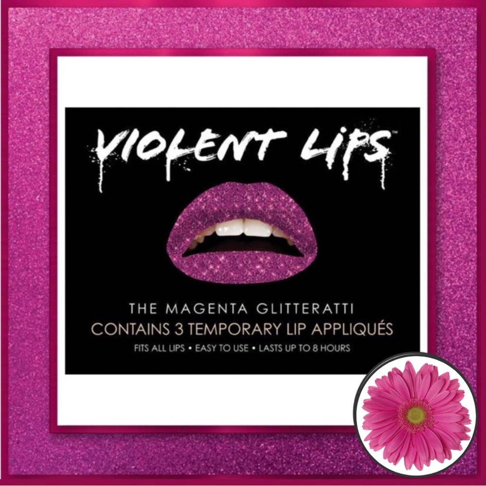 3/$10, 5/$15 - Violent Lips in Magenta Glitteratti